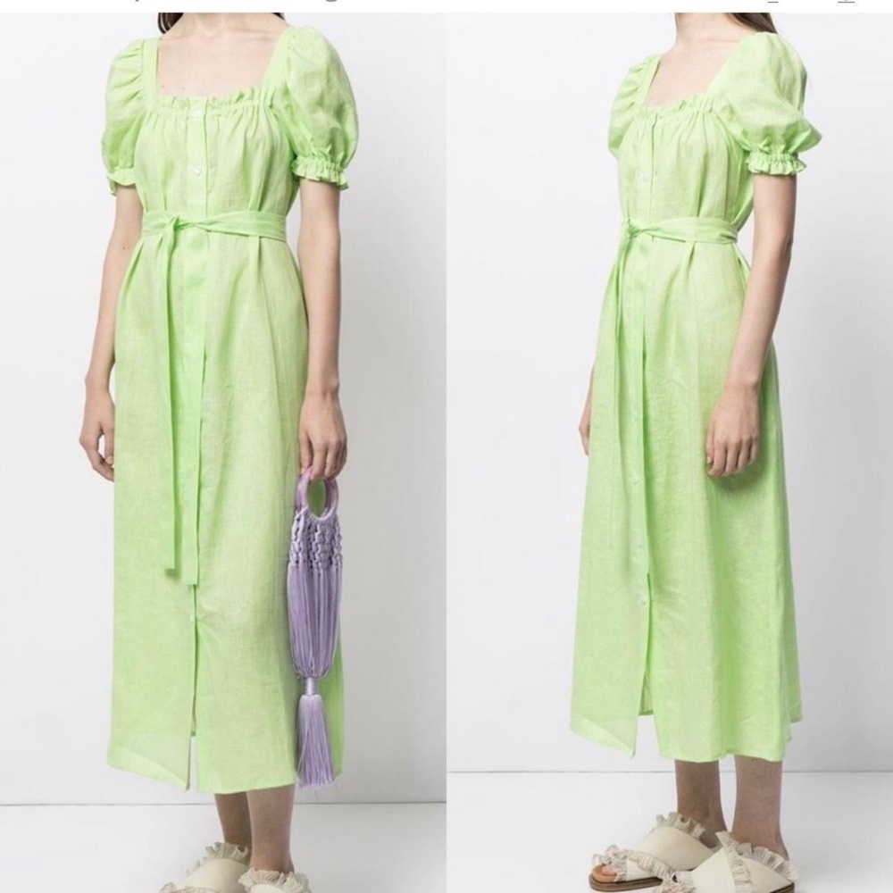 Sleeper Brigitte Linen Midi Dress